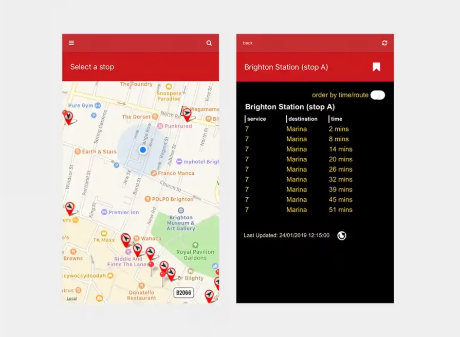 Brighton & Hove Buses | App design