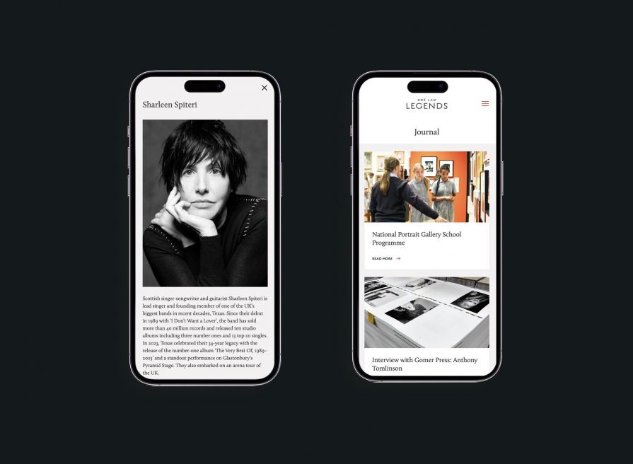 Zoë Law Legends | National Portrait Gallery exhibition web design & development